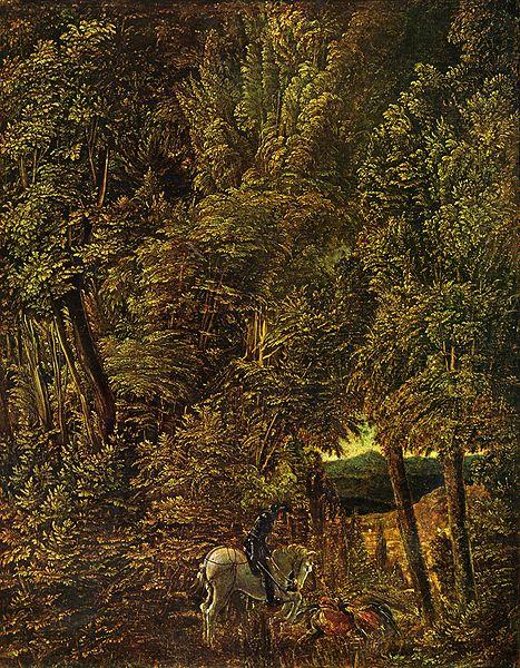 Albrecht Altdorfer Countryside of wood with Saint George fighting the dragon china oil painting image